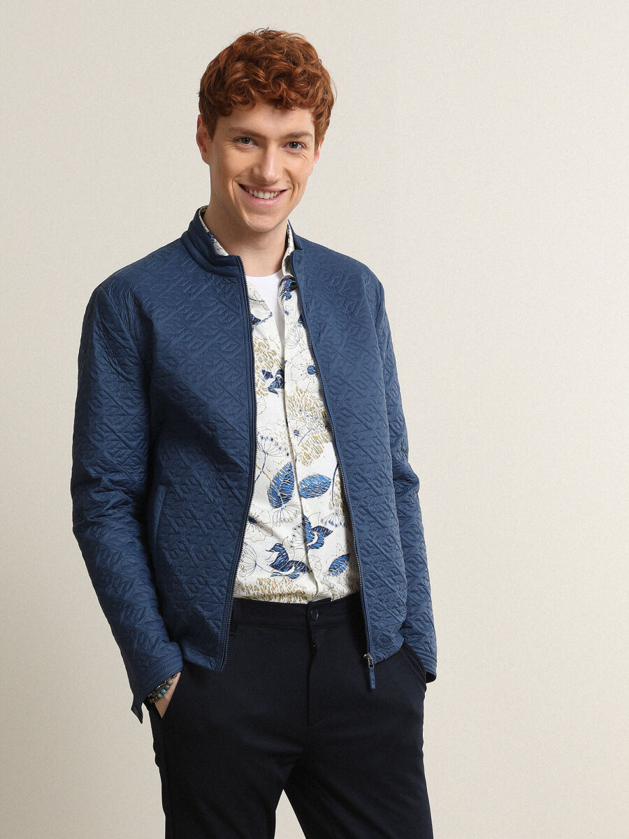 İndigo Regular Fit Dik Yaka Casual Dokuma Mont - 3