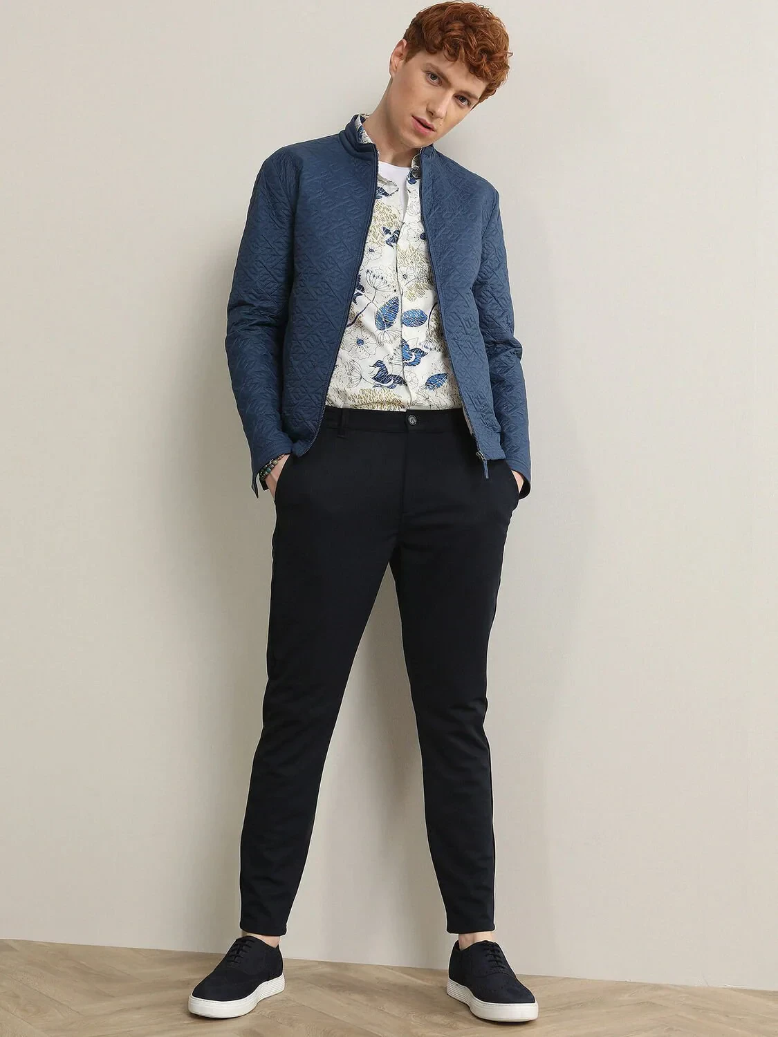 İndigo Regular Fit Dik Yaka Casual Dokuma Mont - 2
