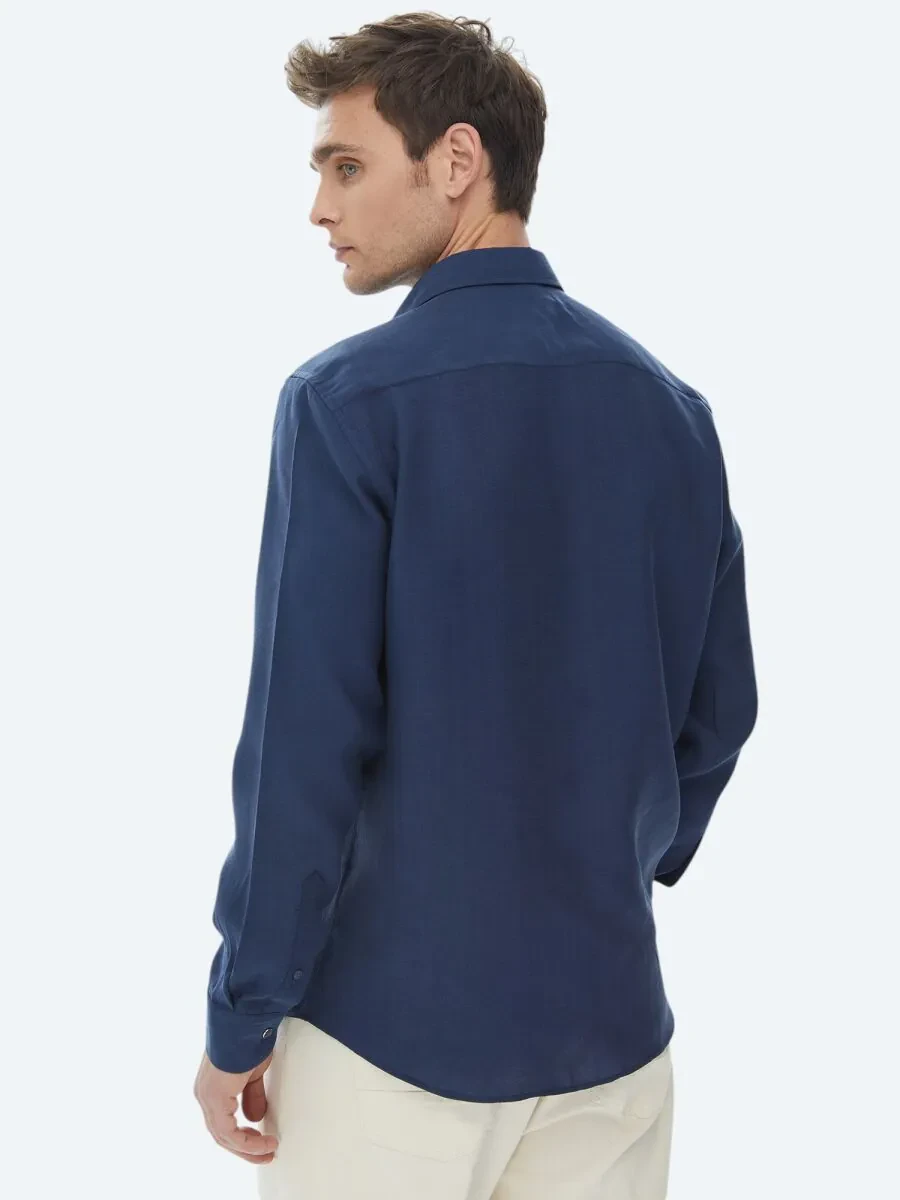 İndigo Regular Fit Dokuma Casual Gömlek - 6