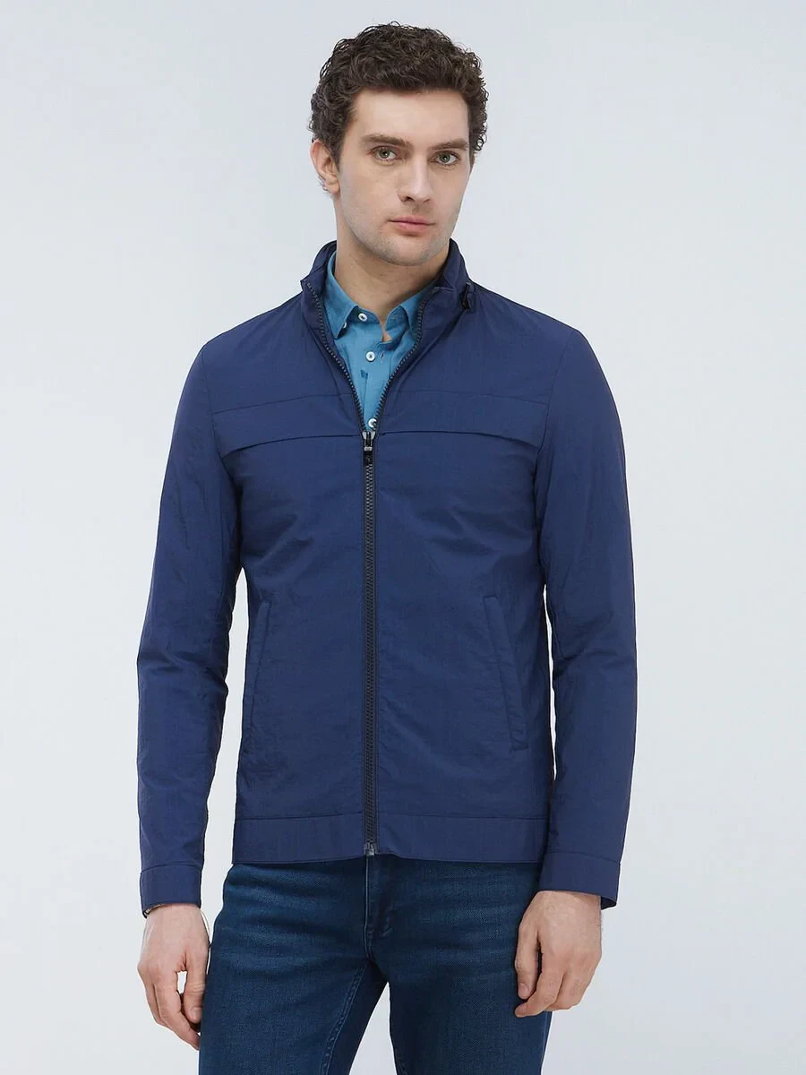 İndigo Regular Fit Kapüşonlu Casual Dokuma Mont - 1