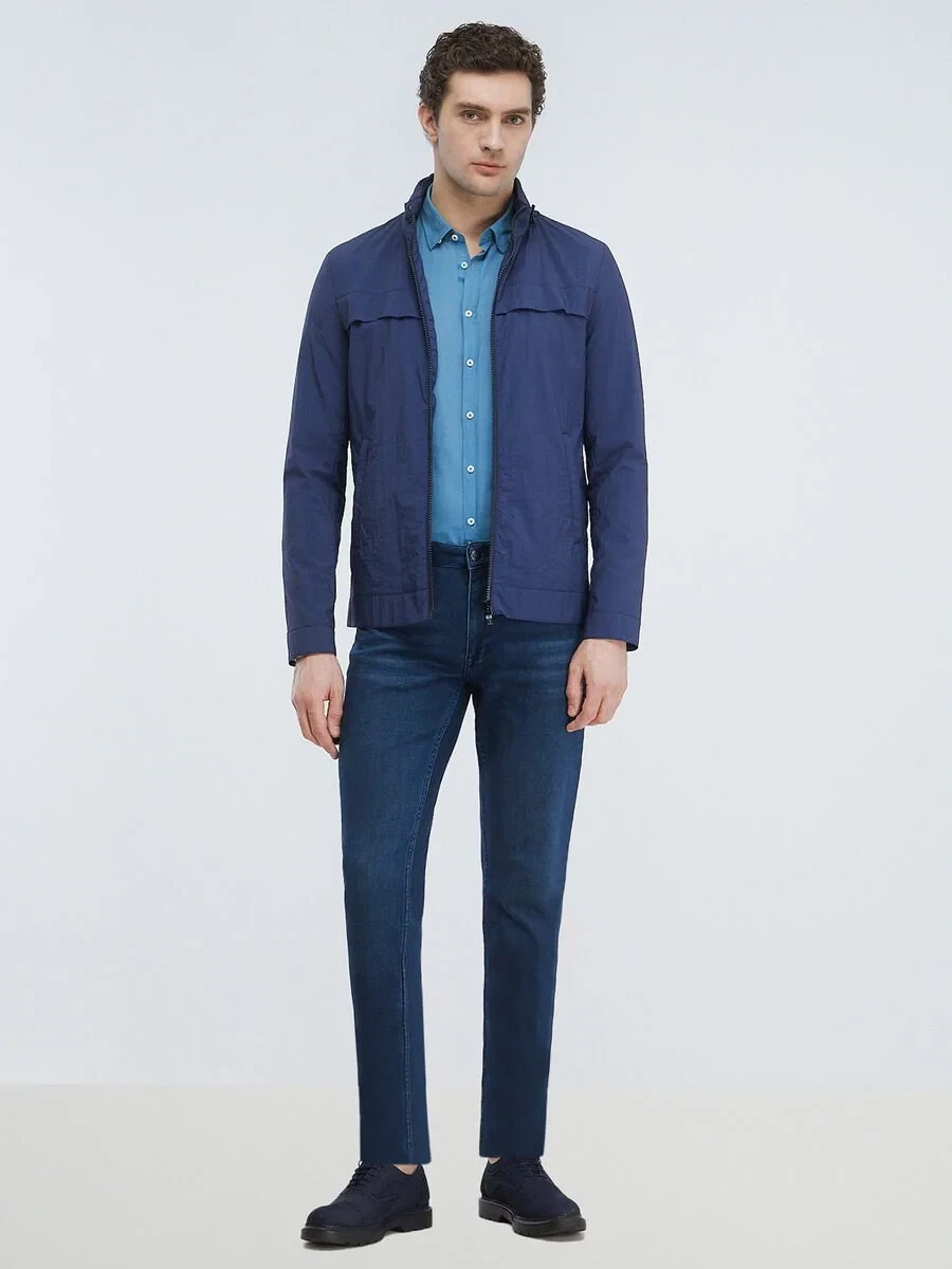 İndigo Regular Fit Kapüşonlu Casual Dokuma Mont - 2