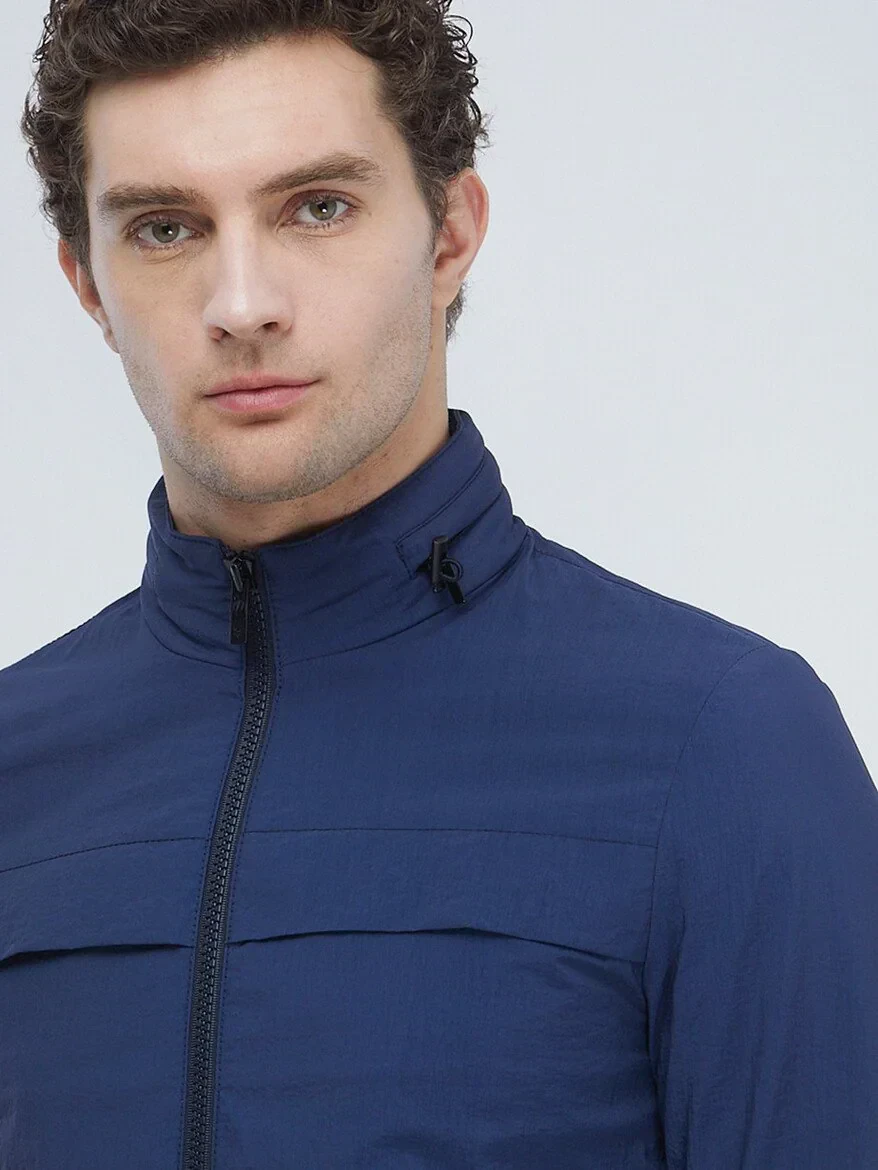 İndigo Regular Fit Kapüşonlu Casual Dokuma Mont - 3