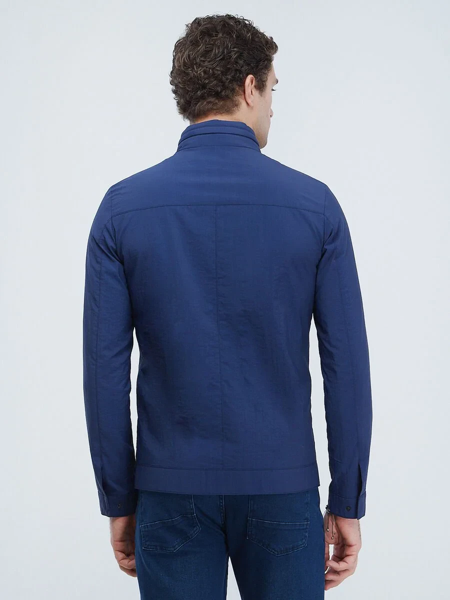 İndigo Regular Fit Kapüşonlu Casual Dokuma Mont - 5