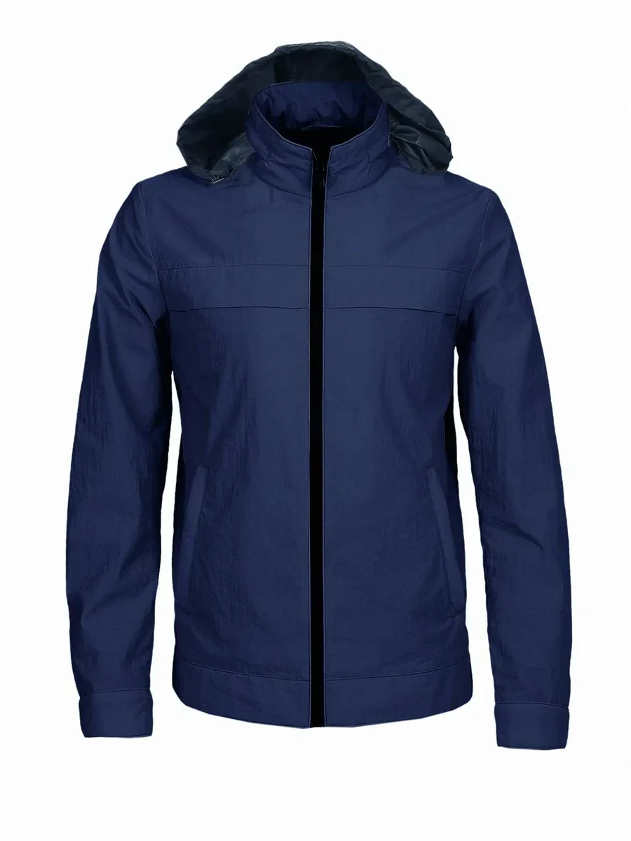 İndigo Regular Fit Kapüşonlu Casual Dokuma Mont - 7