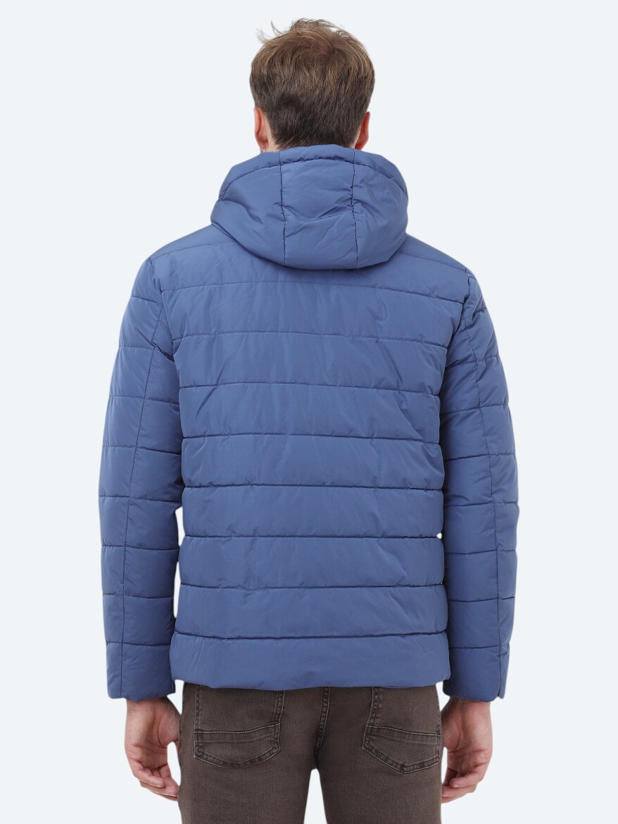 İndigo Regular Fit Kapüşonlu Casual Dokuma Mont - 5