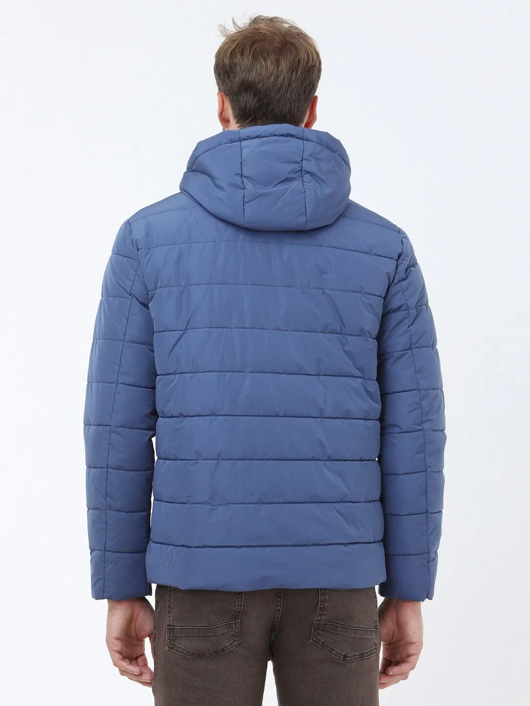 İndigo Regular Fit Kapüşonlu Casual Dokuma Mont - 5