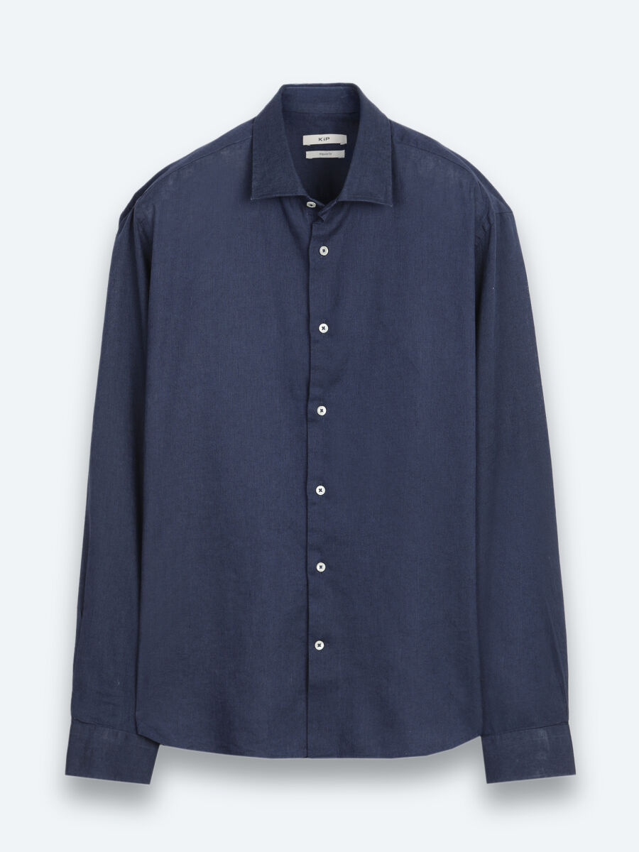 Indigo Regular Fit Long Weaving Casual Cotton Blended Shirt - 6