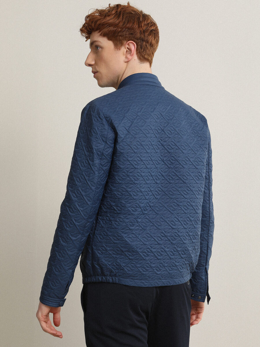 Indigo Regular Fit Turtleneck Casual Weaving Coat - 5