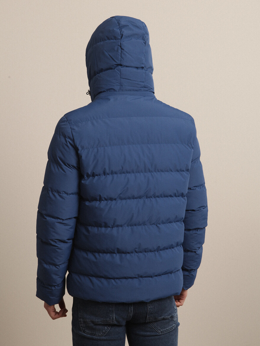 Indigo Regular Fit Turtleneck Smart Casual Weaving Coat - 4