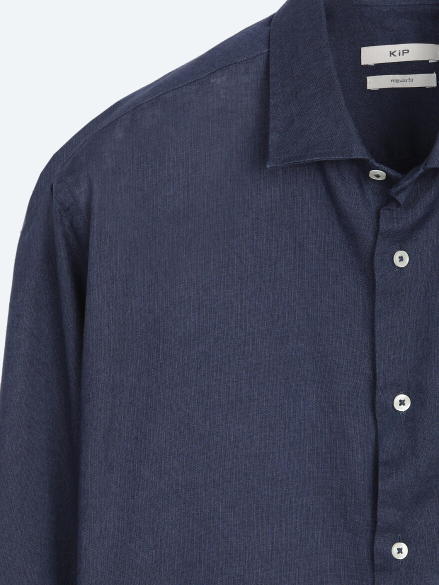 İndigo Regular Fit Uzun Dokuma Casual Pamuk Karışımlı Gömlek - 7