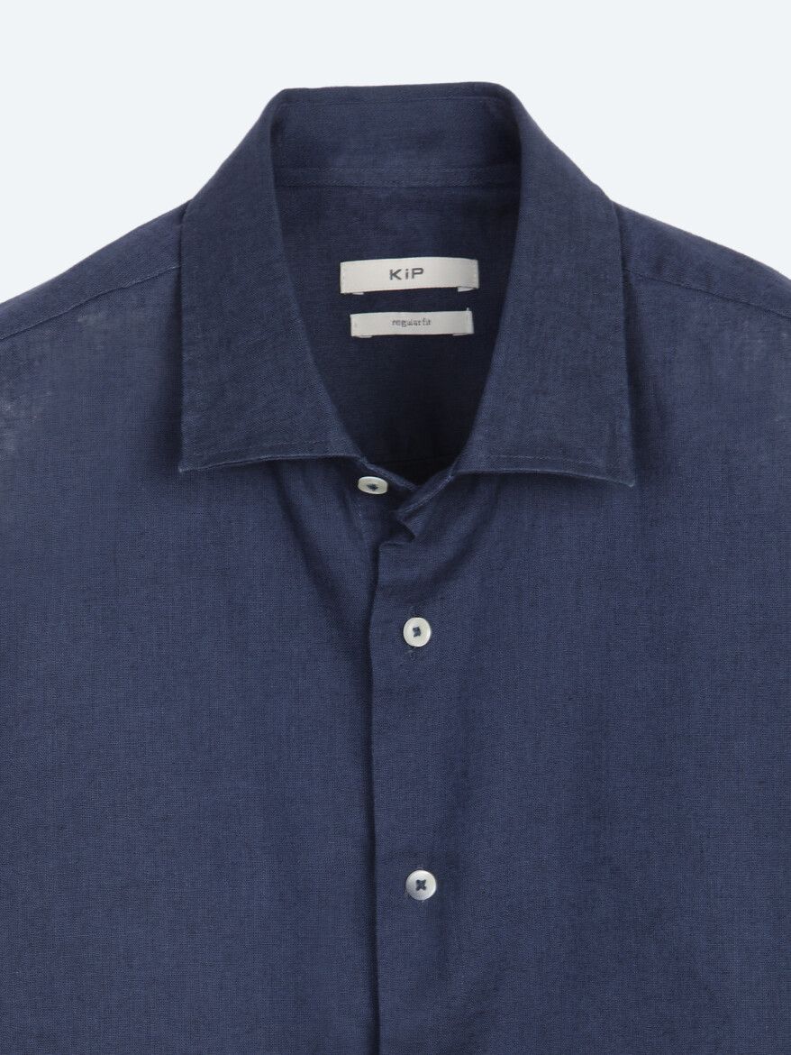 İndigo Regular Fit Uzun Dokuma Casual Pamuk Karışımlı Gömlek - 8