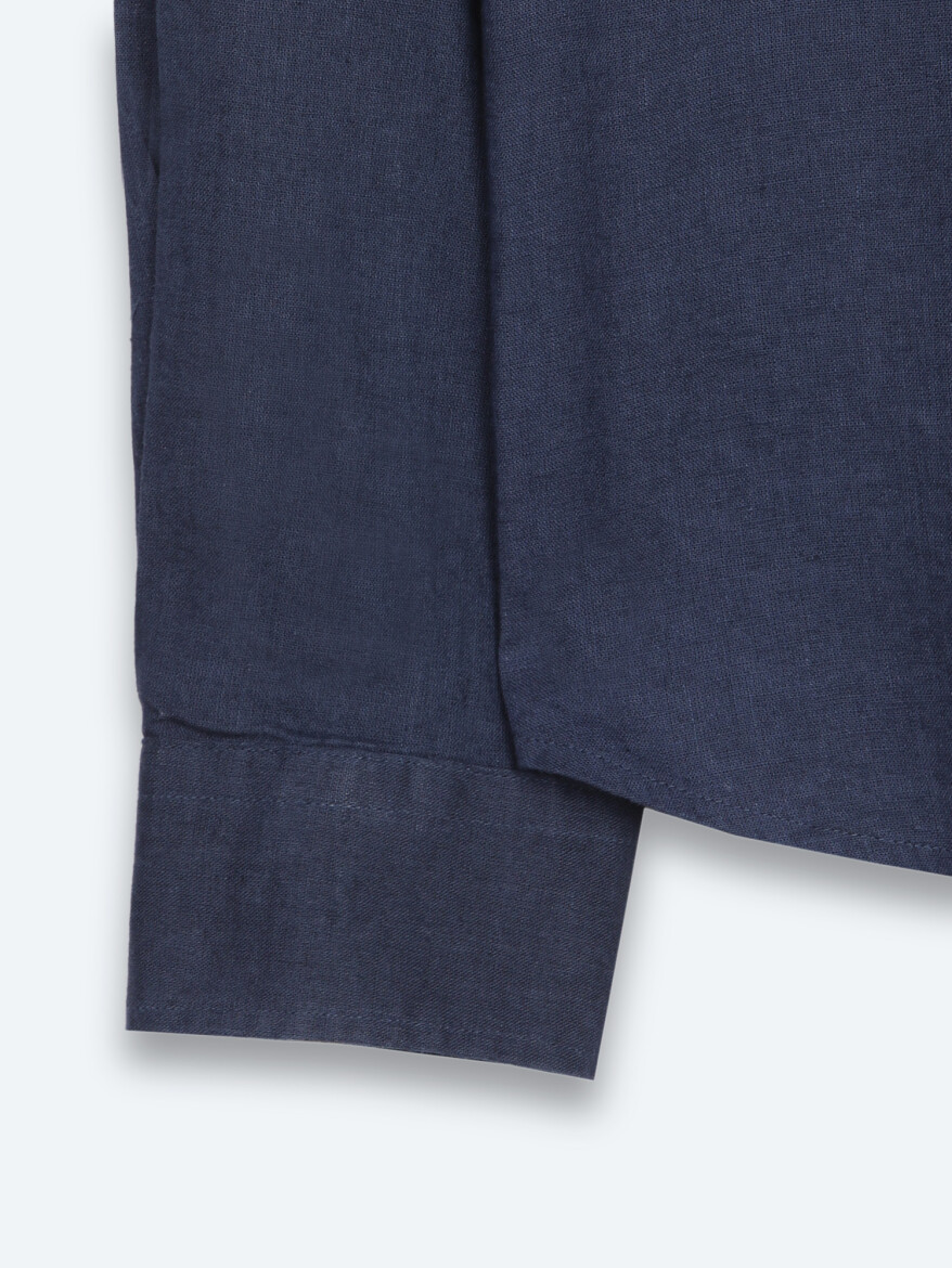 İndigo Regular Fit Uzun Dokuma Casual Pamuk Karışımlı Gömlek - 9