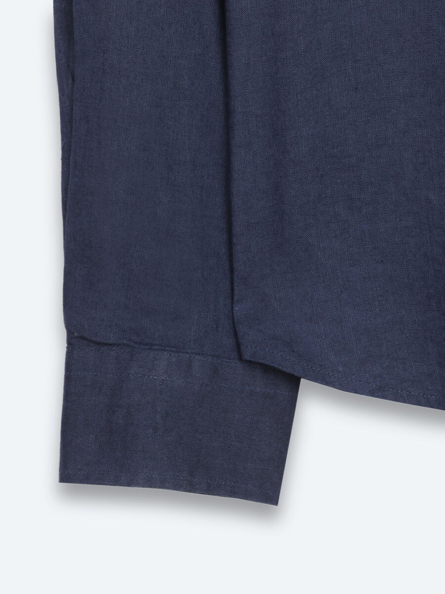İndigo Regular Fit Uzun Dokuma Casual Pamuk Karışımlı Gömlek - 9