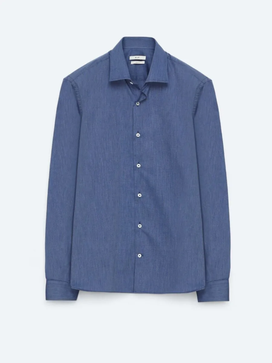 Indigo Regular Fit Weaving Classical Cotton Blended Shirt - 7