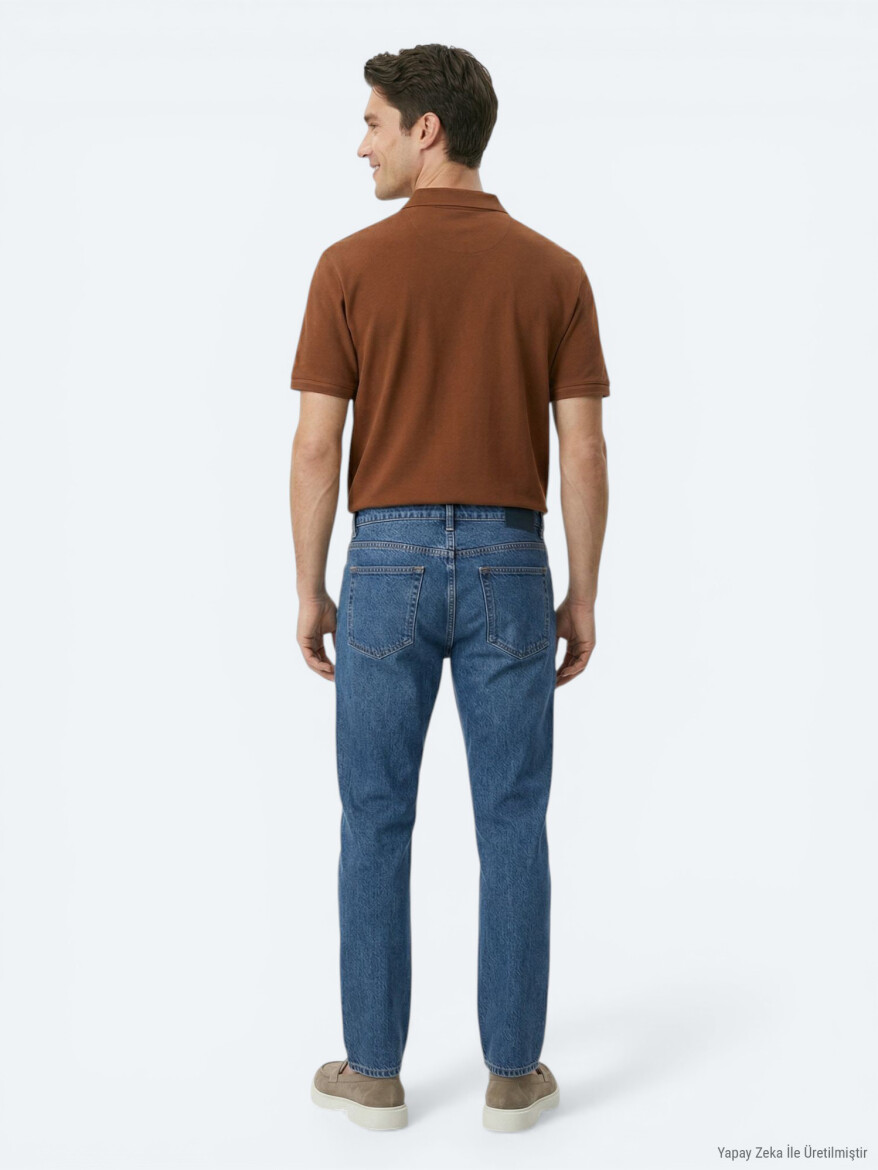 İndigo Relaxed Fit Denim Pantolon - 5