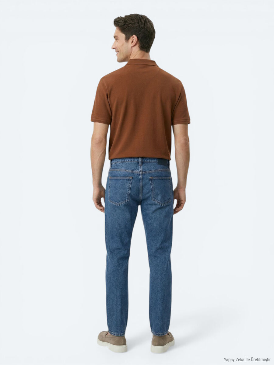 İndigo Relaxed Fit Denim Pantolon - 5