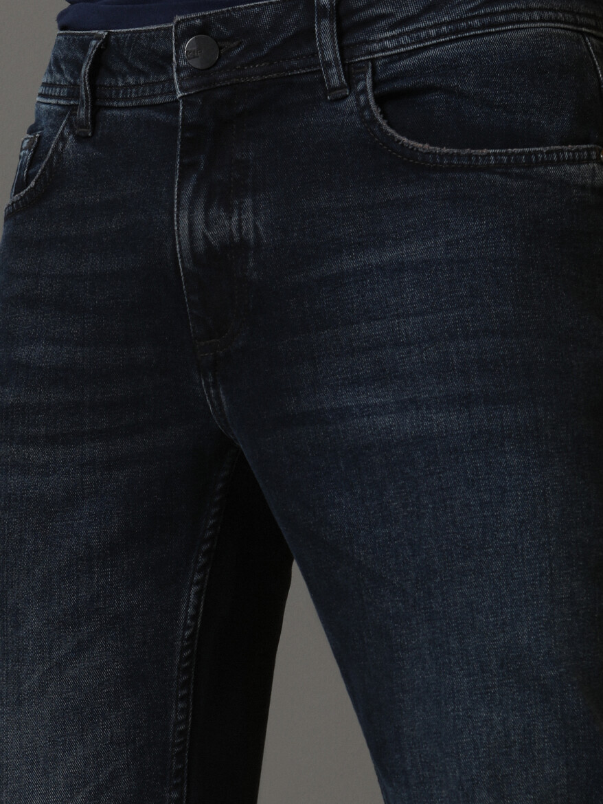 Indigo Slim Fit Denim Cotton Blended Trousers - 2