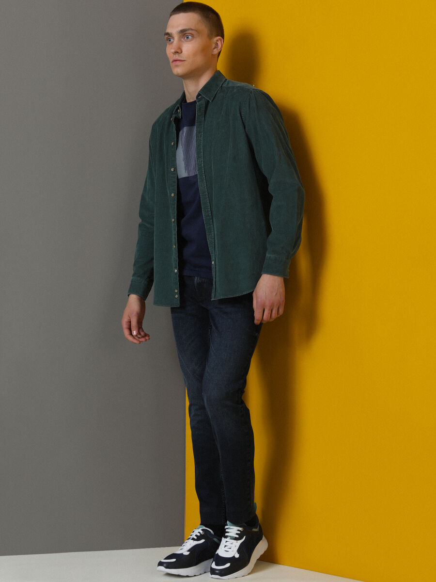 Indigo Slim Fit Denim Cotton Blended Trousers - 3