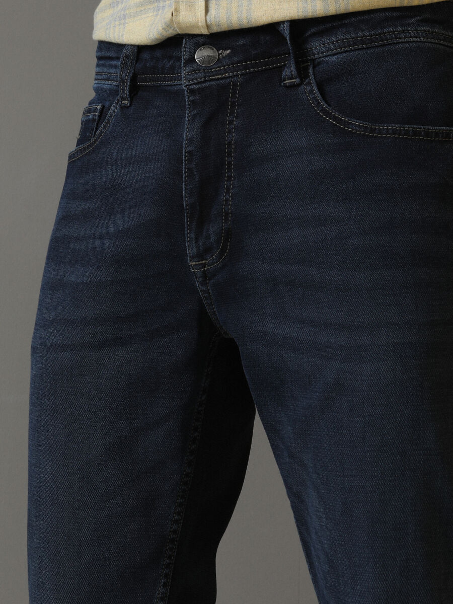 Indigo Slim Fit Denim Cotton Blended Trousers - 3