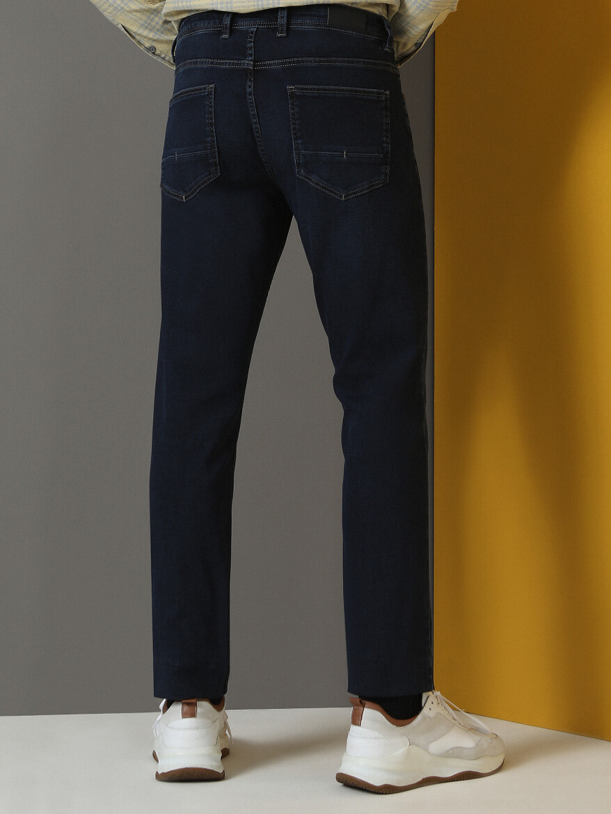 Indigo Slim Fit Denim Cotton Blended Trousers - 5