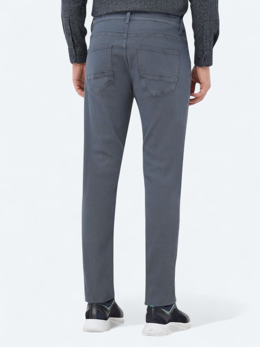 Indigo Slim Fit Denim Cotton Blended Trousers - 4