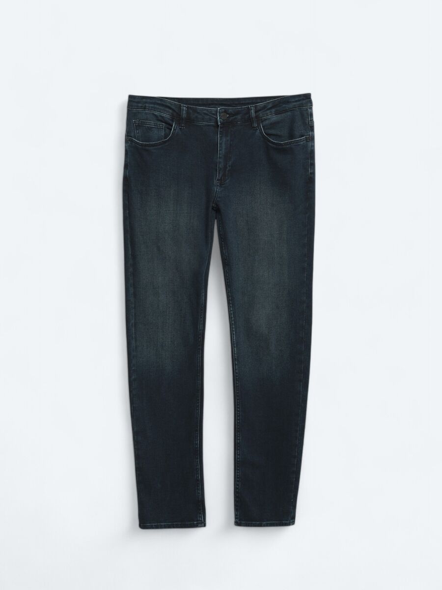 Indigo Slim Fit Denim Cotton Blended Trousers - 5