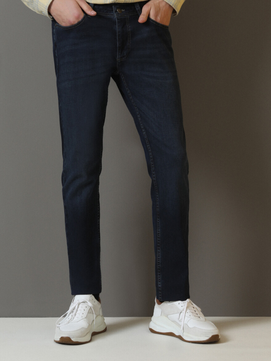 İndigo Slim Fit Denim Pamuk Karışımlı Pantolon - 2