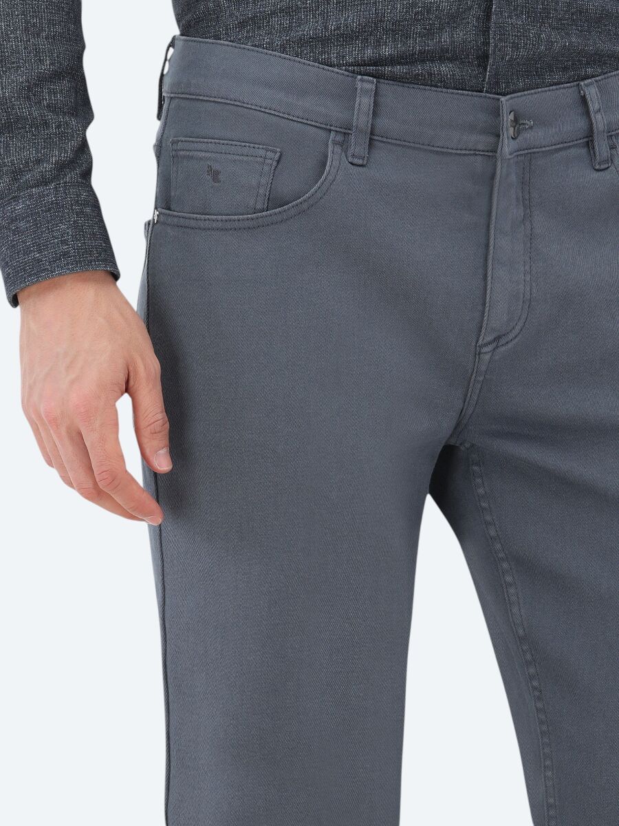 İndigo Slim Fit Denim Pamuk Karışımlı Pantolon - 3