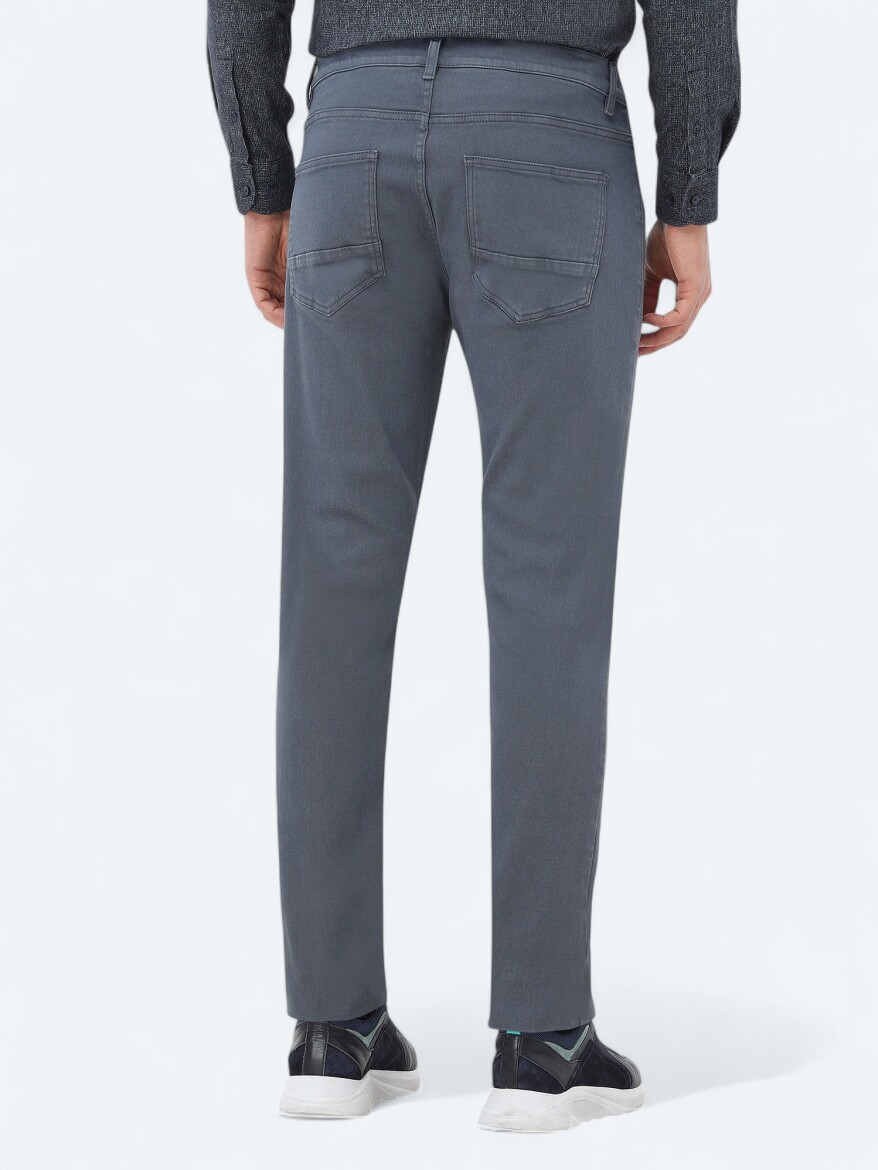 İndigo Slim Fit Denim Pamuk Karışımlı Pantolon - 4
