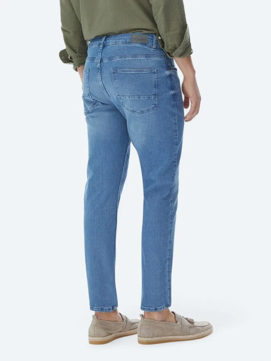 İndigo Slim Fit Denim Pamuk Karışımlı Pantolon - 6