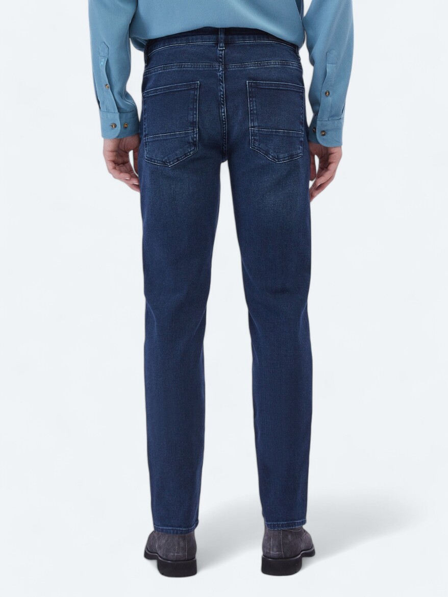 İndigo Slim Fit Denim Pamuk Karışımlı Pantolon - 4