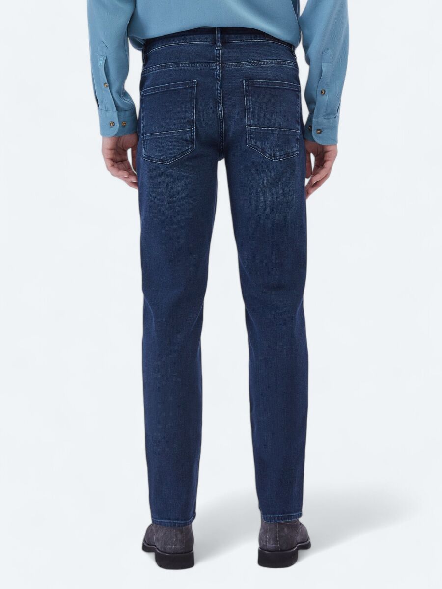İndigo Slim Fit Denim Pamuk Karışımlı Pantolon - 4