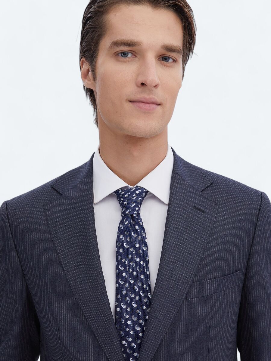 Indigo Striped Modern Fit Suit - 3