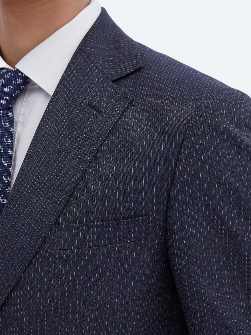 Indigo Striped Modern Fit Suit - 4