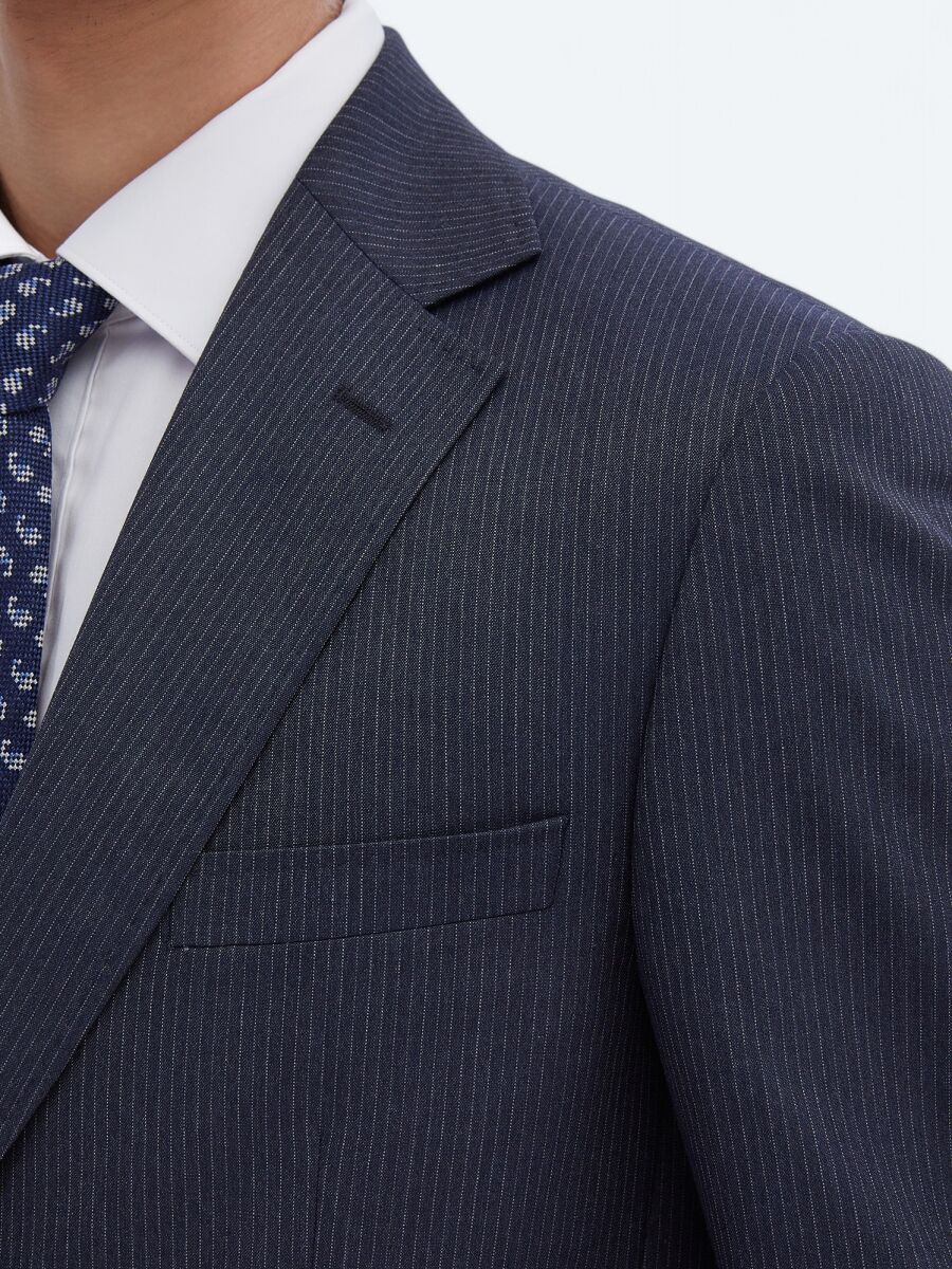 Indigo Striped Modern Fit Suit - 4