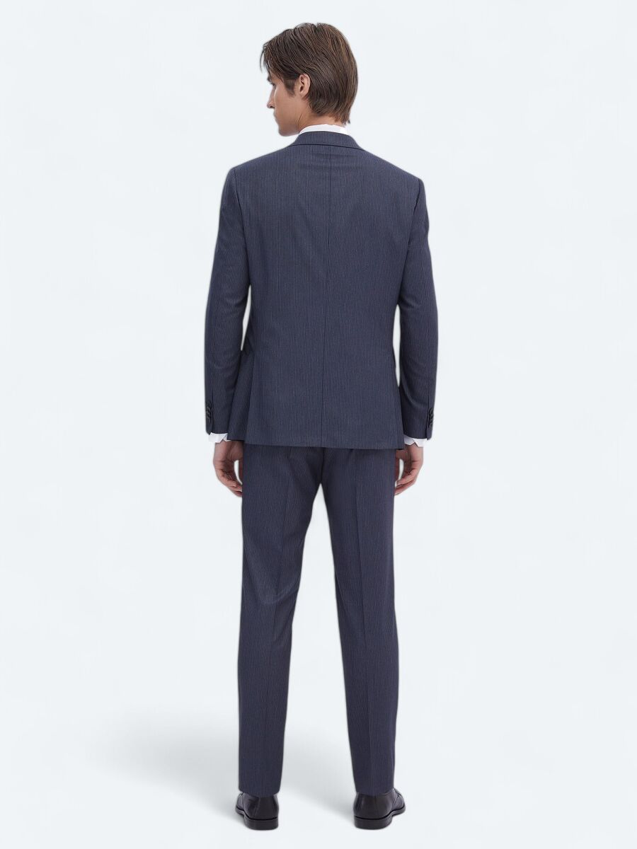Indigo Striped Modern Fit Suit - 5