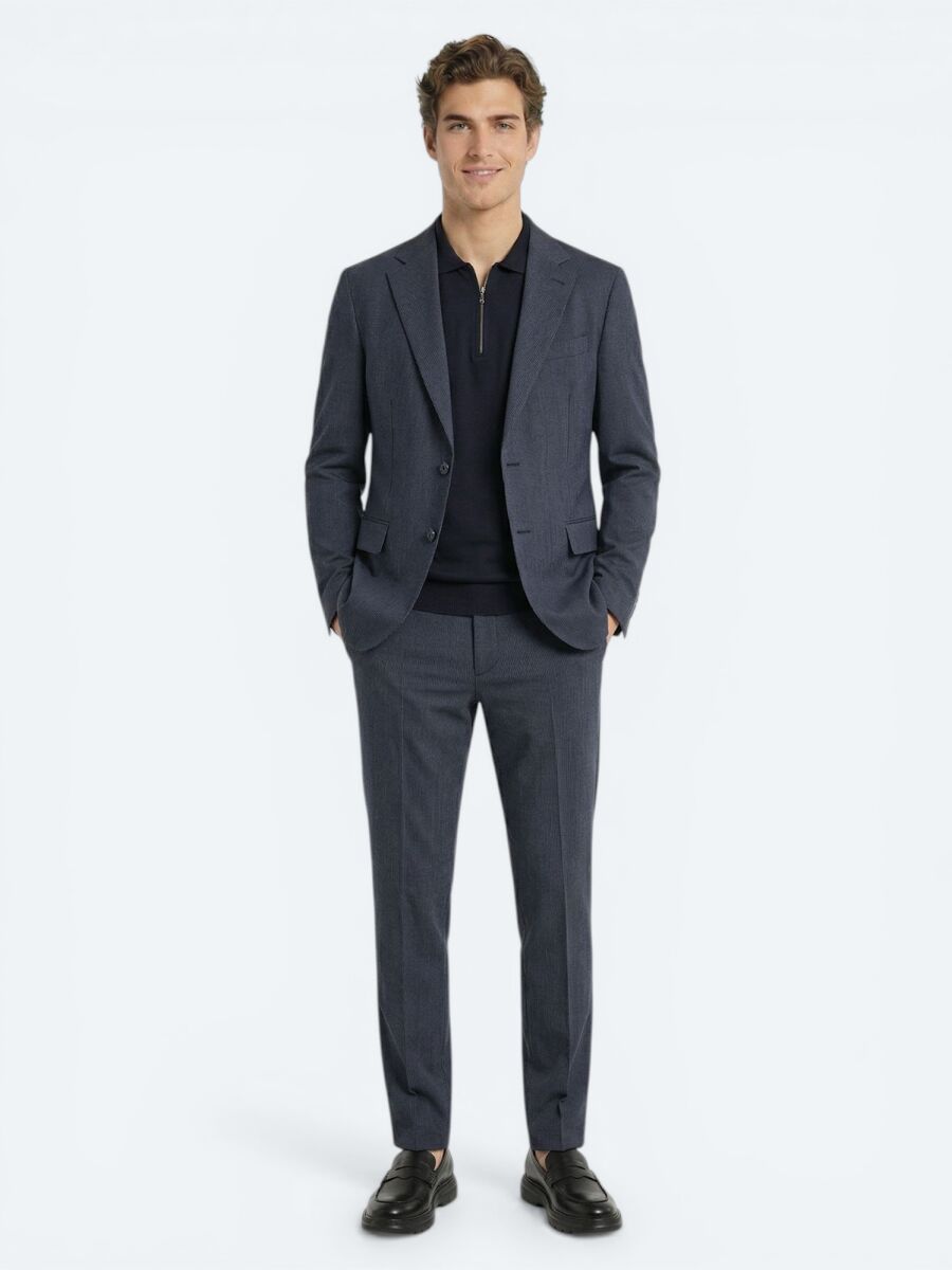 Indigo Striped Modern Fit Suit - 1