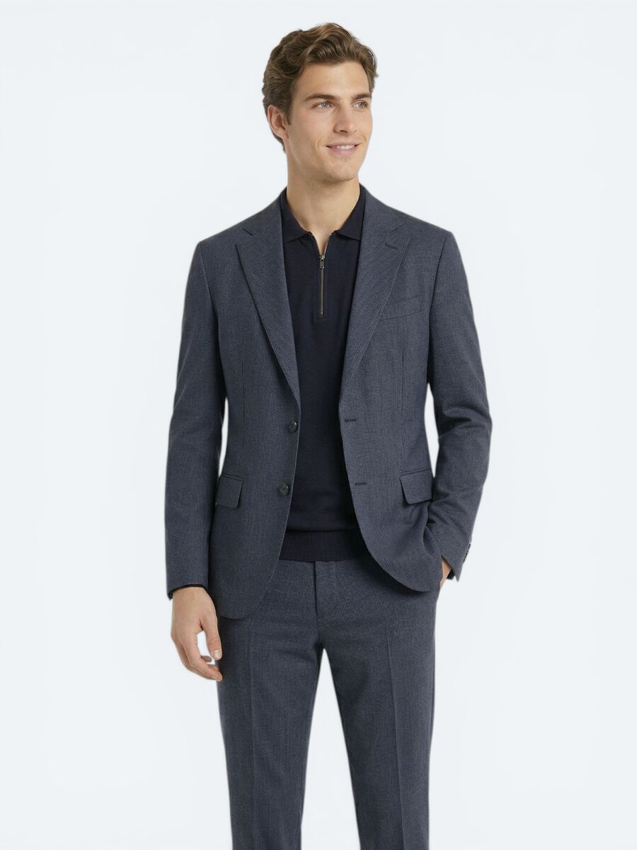 Indigo Striped Modern Fit Suit - 2