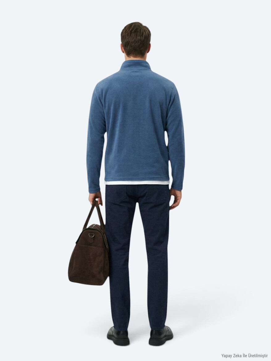 Indigo Turtleneck Plain Sweatshirt - 5