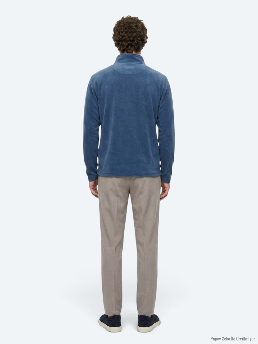 Indigo Turtleneck Plain Sweatshirt - 5
