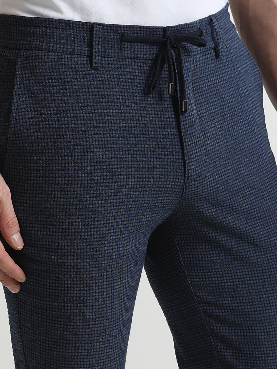 Indigo Weaving Fitted Fit Smart Casual Trousers - 2