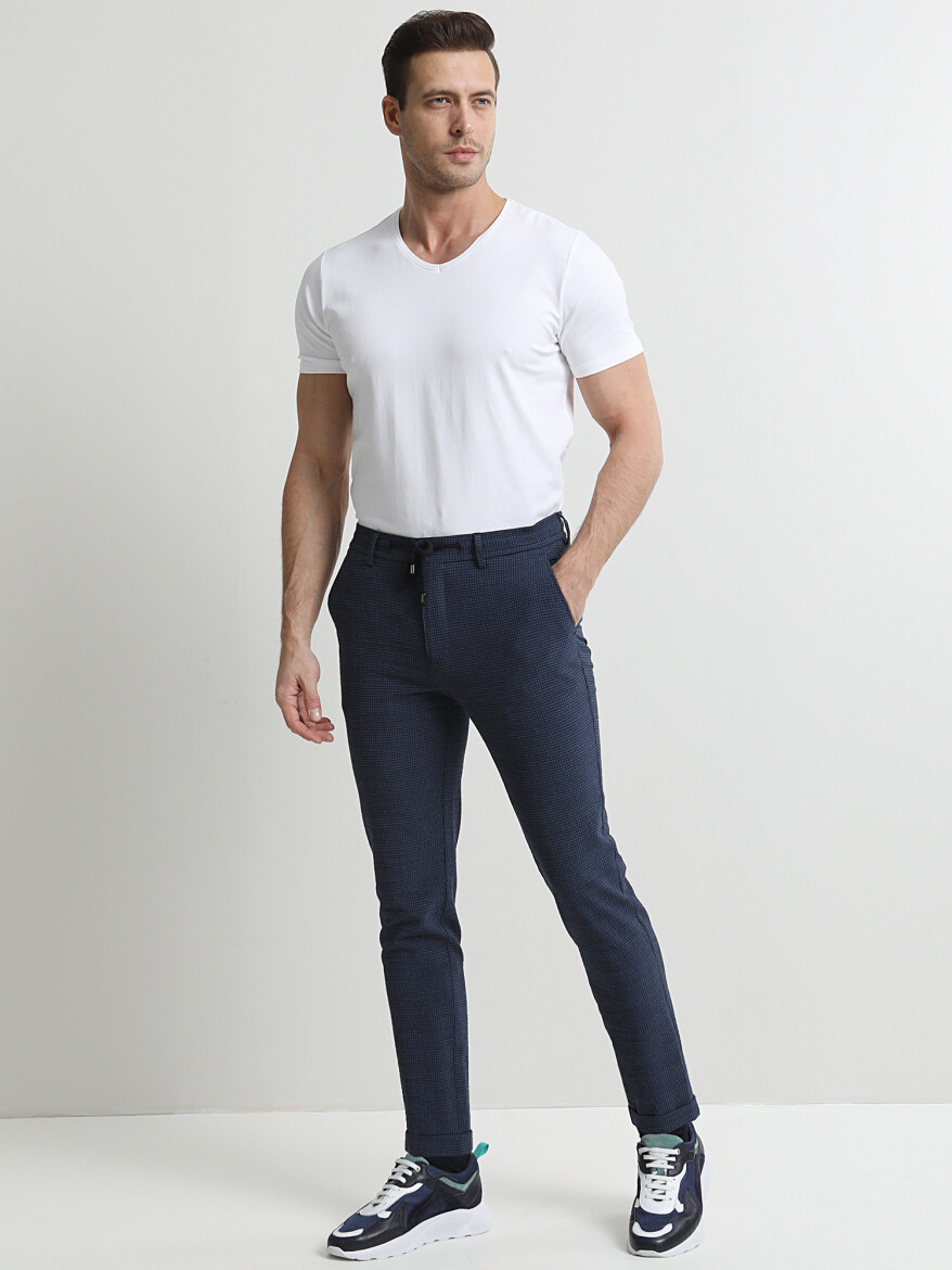 Indigo Weaving Fitted Fit Smart Casual Trousers - 3
