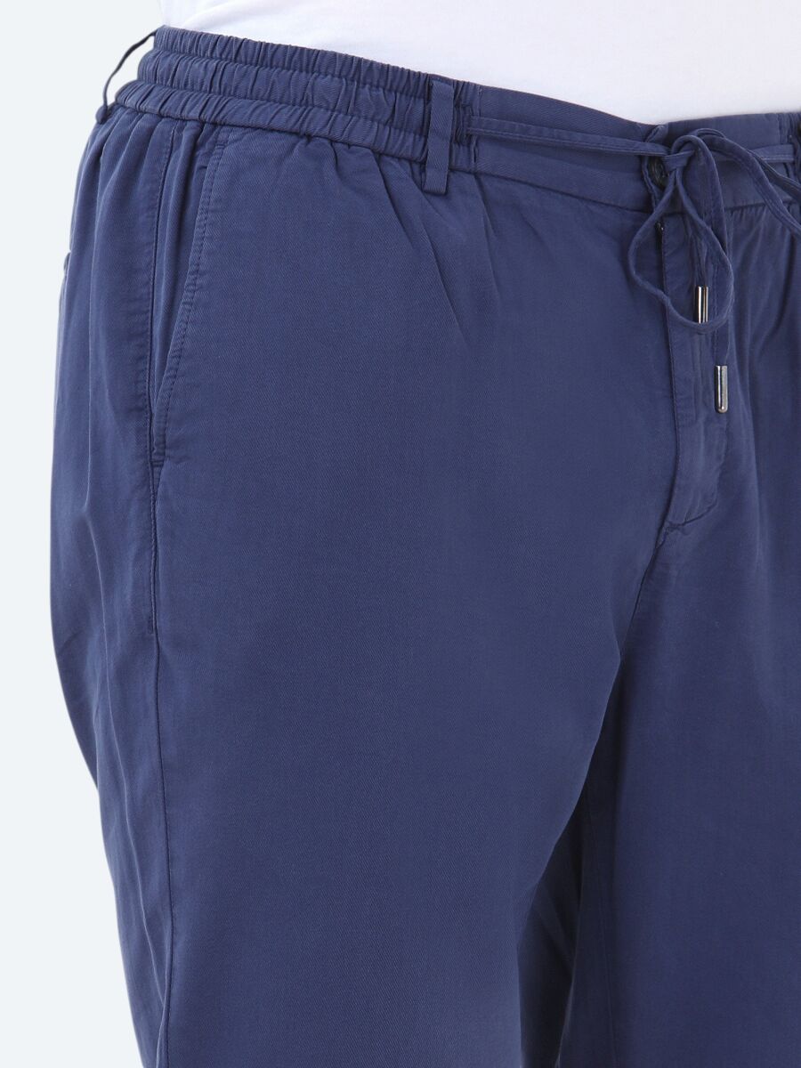 Indigo Weaving Jogging Fit Casual Cotton Blended Trousers - 3