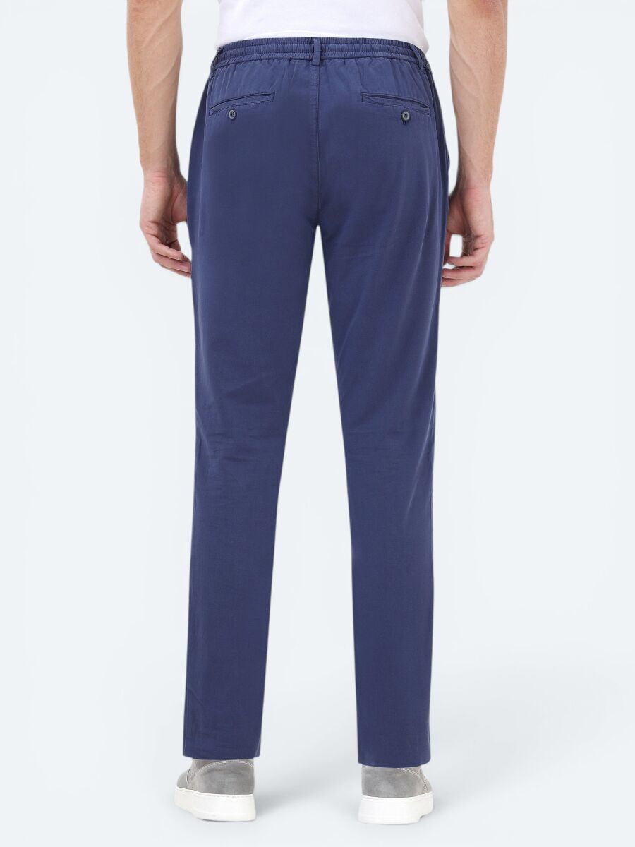 Indigo Weaving Jogging Fit Casual Cotton Blended Trousers - 4