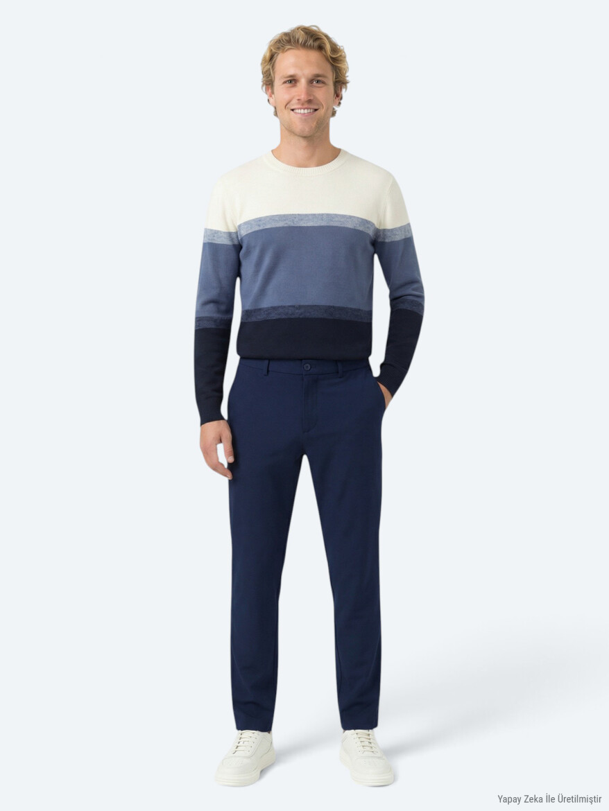 Indigo Weaving Jogging Fit Casual Trousers - KİP