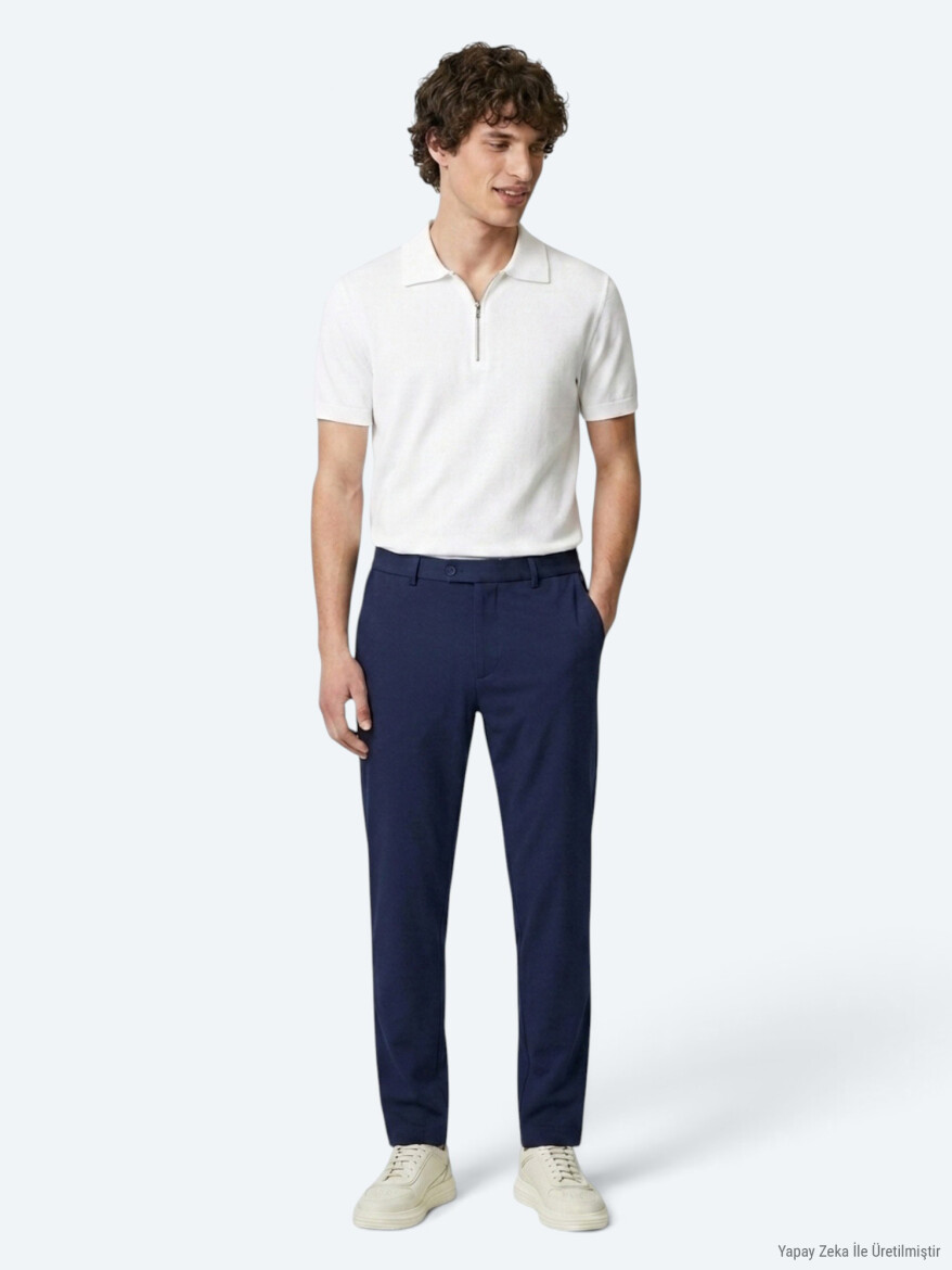 Indigo Weaving Jogging Fit Casual Trousers - 1