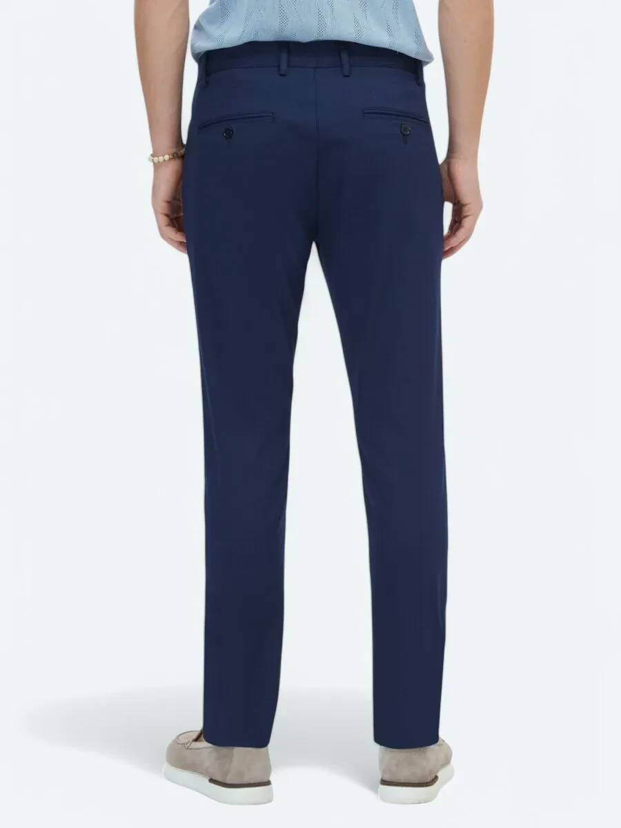 Indigo Weaving Regular Fit Casual Cotton Blended Trousers - 4