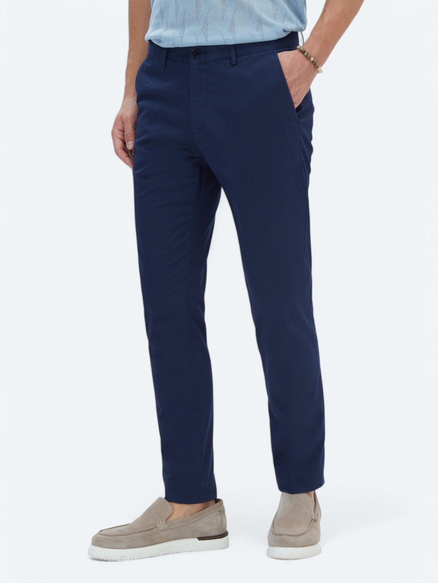 Indigo Weaving Regular Fit Casual Cotton Blended Trousers - 2