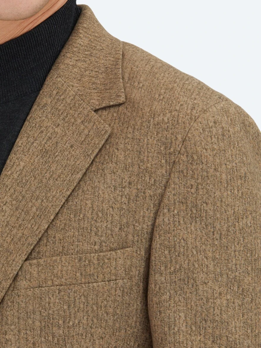 Kahverengi Baskılı Modern Fit Örme Ceket - 5