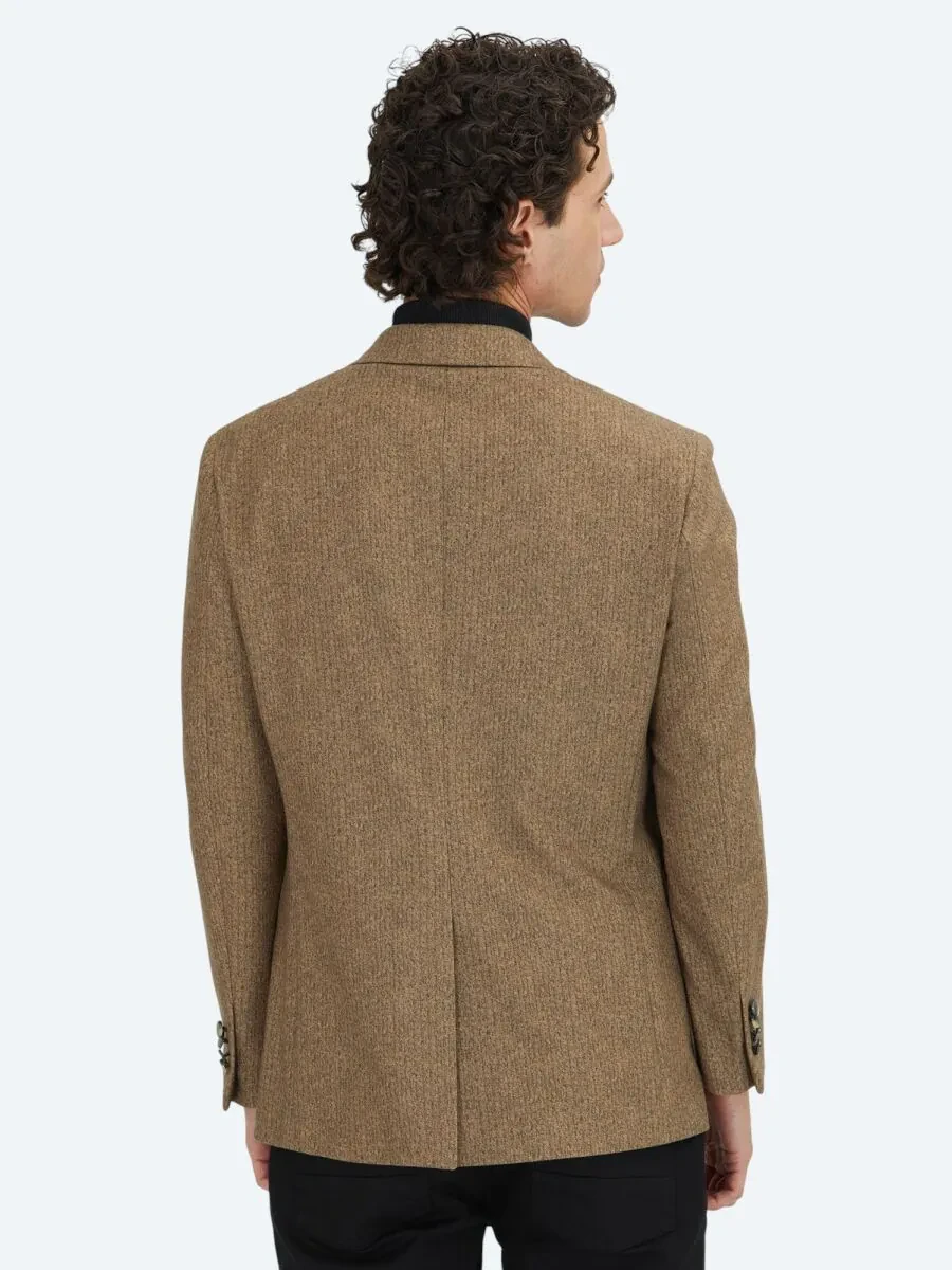 Kahverengi Baskılı Modern Fit Örme Ceket - 6